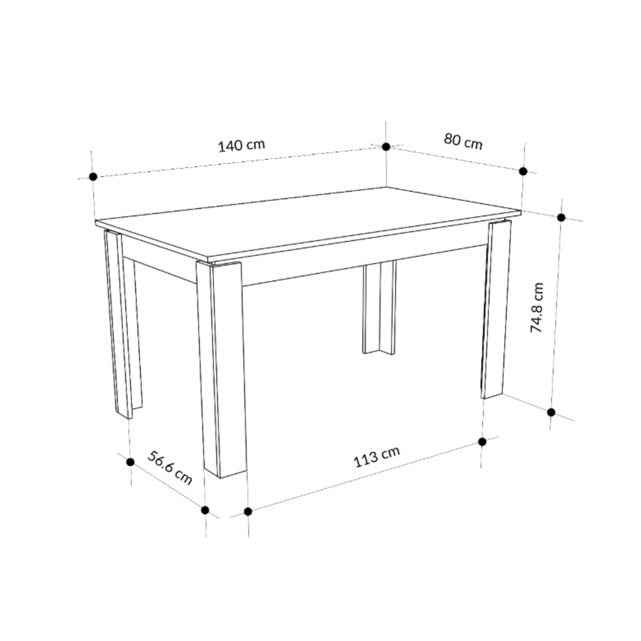 Tolmen Extendable Modern Dining Table – Anthracite - 140/190 cm - Additional Image 3