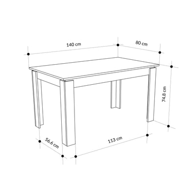 Tolmen Extendable Modern Dining Table – Dark Oak (Hitit) - 140/190 cm - Additional Image 3