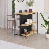 Detroit Bar Table – 100cm with Shelves in Sapphire Oak,Silky Black