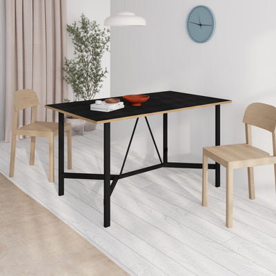 Dalma 140cm Dining Table – Sapphire Oak in Black Wood,Plywood