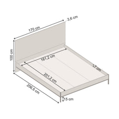 Mars Bed Frame Whiskey Oak Finish L 206.5 cm – dimensions (cm)