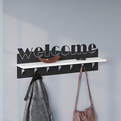 Welcome Hallway Coat Hanger Rack - 7 Hook Wall Mounted Rack