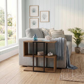 Homia Stepped Side Table with Open Shelves – Living Room End Table in Deep Oud