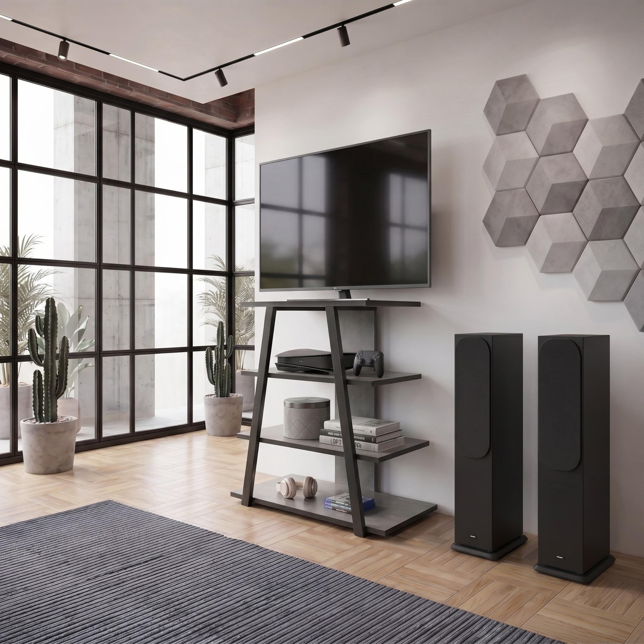 Lyno Angled Mini TV Entertainment Unit with Open Shelves