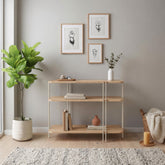 Notus Console Table with Shelves – Sapphire Oak