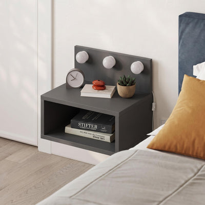 Treo Wall Mounted Nightstand with LED Lights in Anthracite