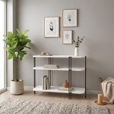 Notus Console Table with Shelves in White
