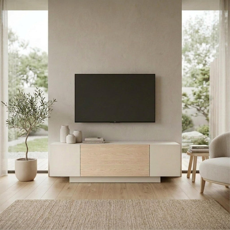 Victor TV Unit Sandstone-Sonoma Oak-White 150 x 37 x 45.5 cm – Sandstone,Sonoma Oak,White