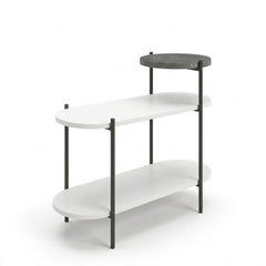Somo 3-Tier Display Side Table – White,Retro Grey