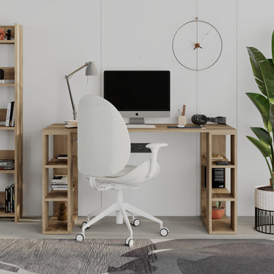Colmar Modern Desk With Bookshelf Legs Width 140cm - Decortie
