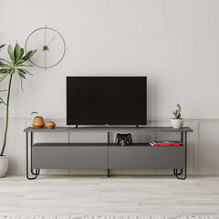 Cornea Modern Tv Unit With Storage Cabinet 150cm in Anthracite