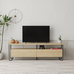 Cornea Modern Tv Unit With Storage Cabinet 150cm in Oak