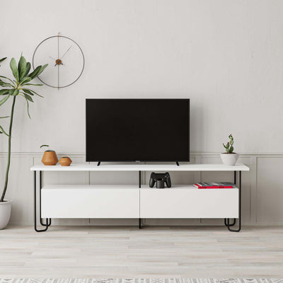 Cornea Modern Tv Unit With Storage Cabinet 150cm in White