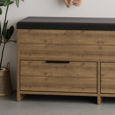 Cove Modern Shoe Storage Bench – hallway shoe bench with cushioned seat – Decortie