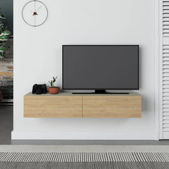 Francy Modern Wall-Mounted TV Unit 135cm in Ash Green - Oak