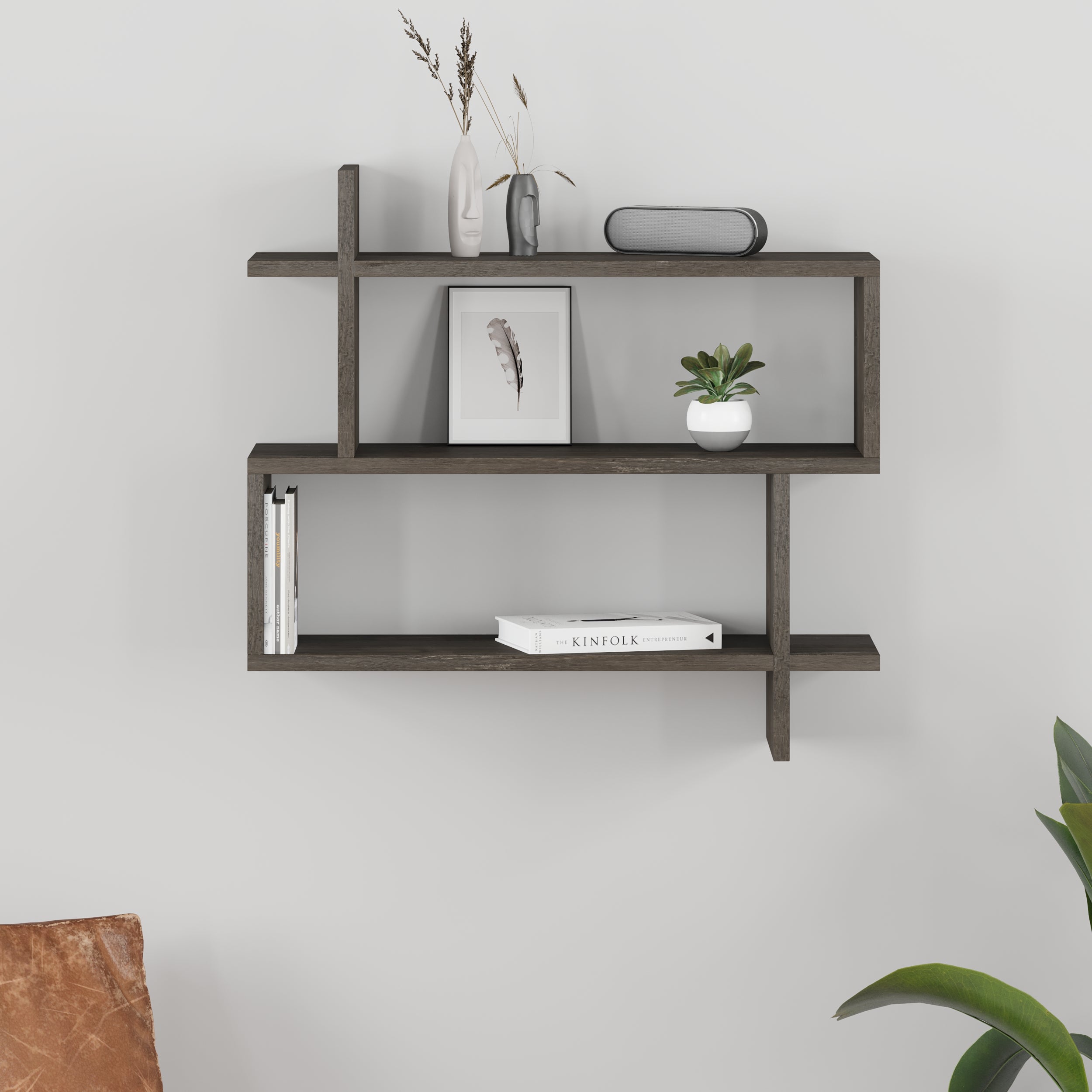 Paralel Wall Mounted Modern Bookcase Display Unit Medium W 70 cm - Decortie