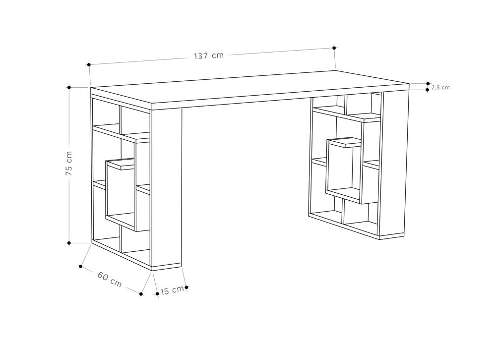 Labirent Modern Desk With Bookshelf Legs Width 137cm - Decortie