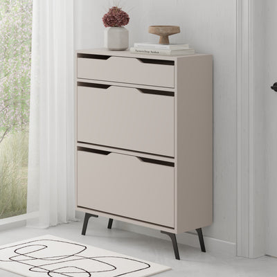 Asta Shoe Cabinet - Modern Design Shoe Organizer in Light Mocha