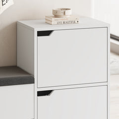 Haven Shoe Bench – 101cm Stair-Shaped Hallway Storage with Seat – White