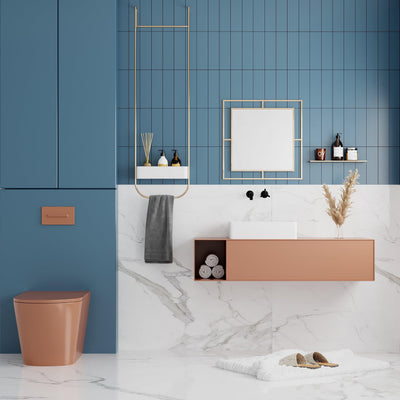 Corner Modern Design Mirror in Gold, hung on a wall – view 2