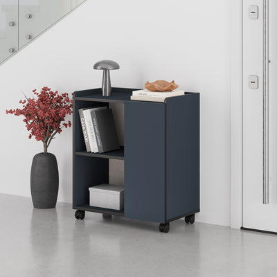 Zeo Sideboard Cabinet with Heels - Modern Design - 4 Compartments in Deep Blue,Black Bute