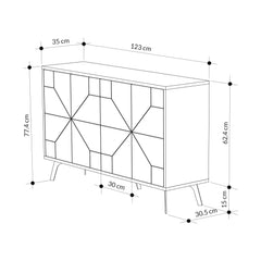 Dune Console Sideboard Display Unit 123cm – dimensions (cm)