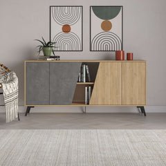 Fiona Console Sideboard Display Unit 180 in Oak,Retro Grey