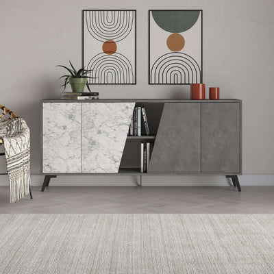 Fiona Console Sideboard Display Unit 180 in Retro Grey,Carrara
