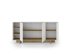 Stockton Modern Console Unit with Open Shelves – White,Sapphire Oak