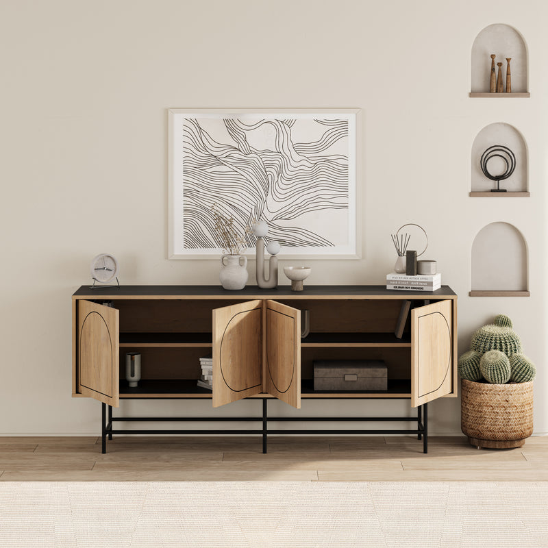 Joji Sideboard Console Unit – open storage view – modern living room or hallway console – Decortie