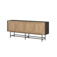 Joji Modern Sideboard Console Unit - Silky Black and Oak – Silky Black,Sapphire Oak