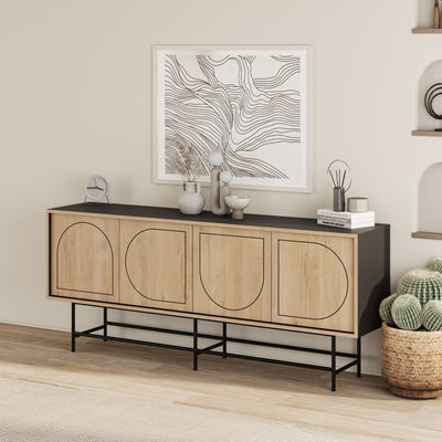 Joji Modern Sideboard Console Unit - Silky Black and Oak