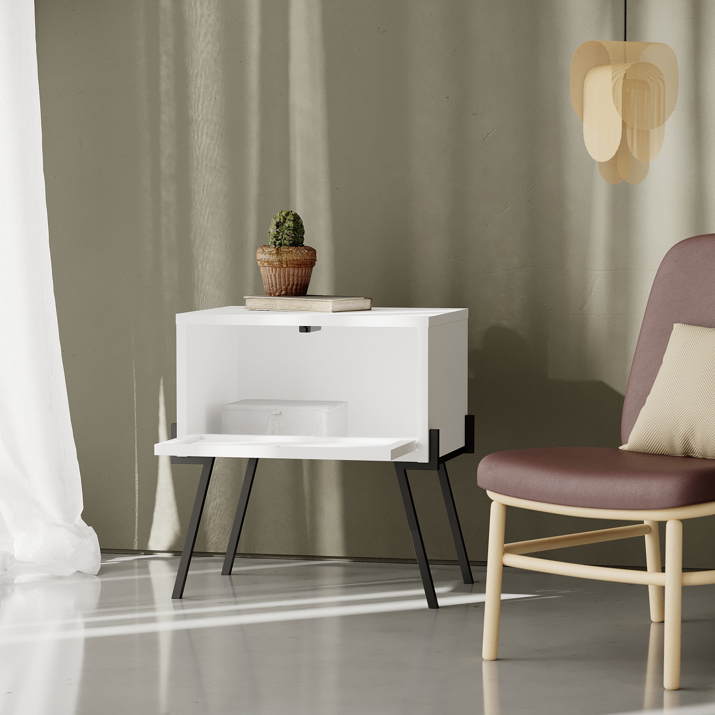 Naive Modern Bedside Table Bedroom Furniture Width 48cm - Decortie