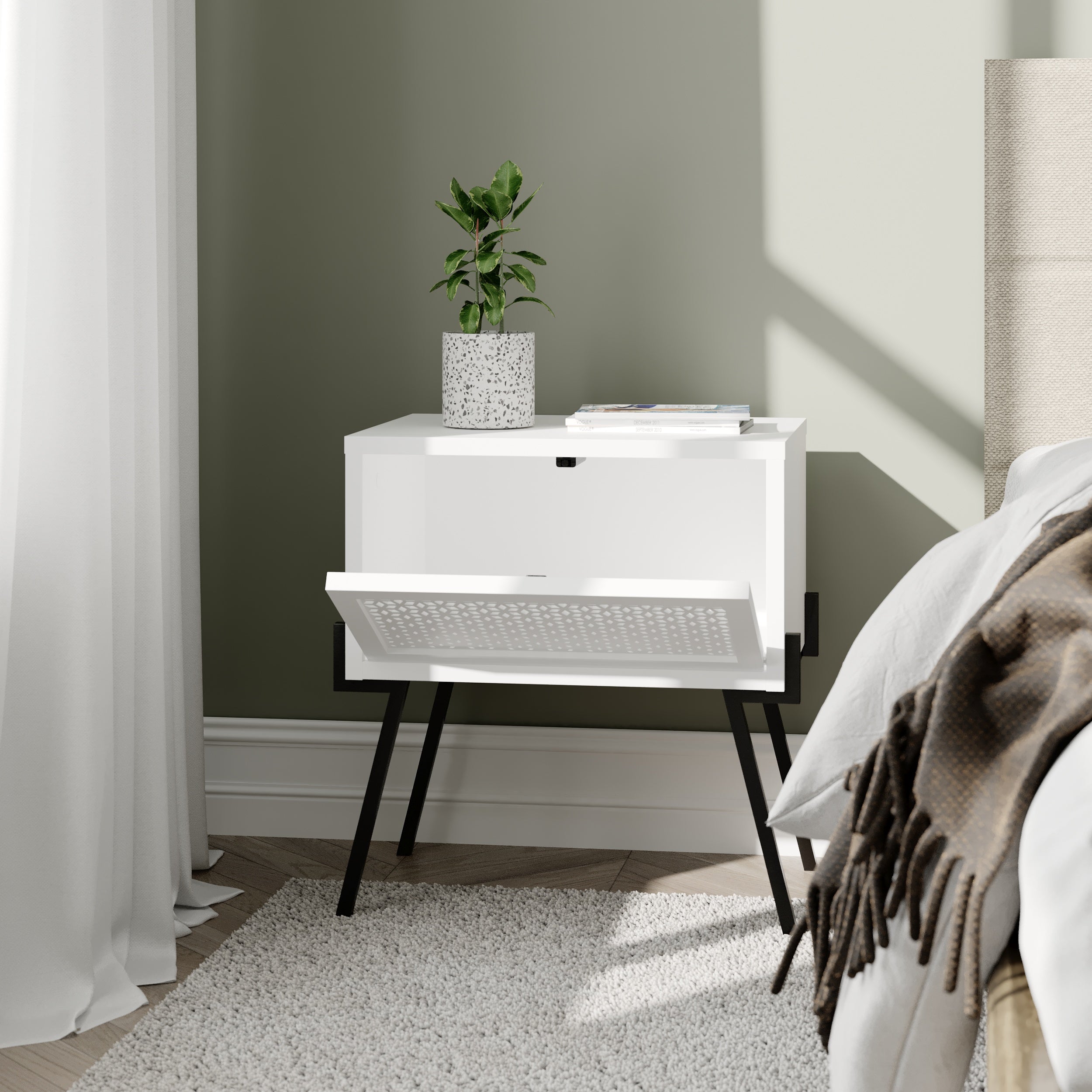 Naive Modern Bedside Table Bedroom Furniture Width 48cm - Decortie