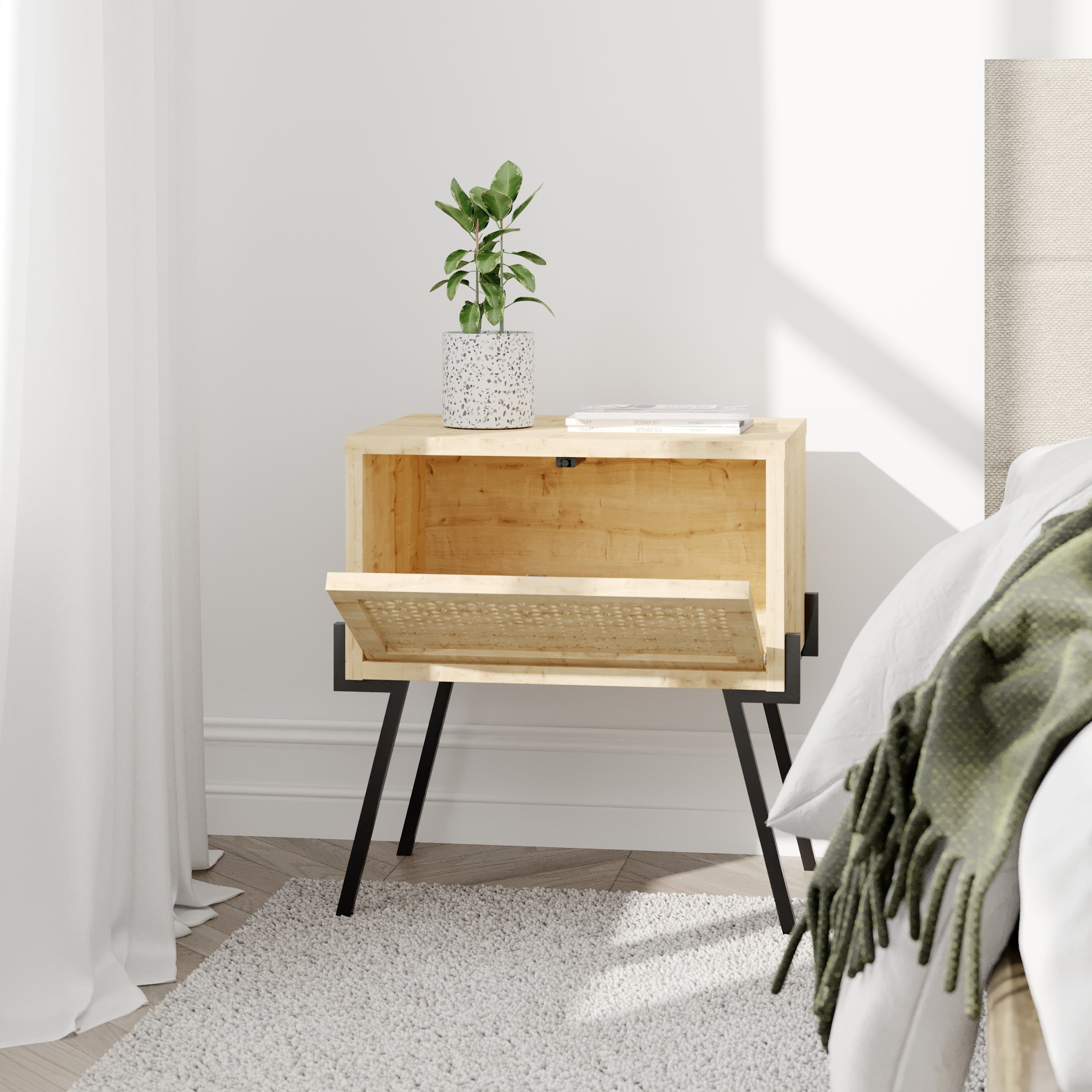 Naive Modern Bedside Table Bedroom Furniture Width 48cm - Decortie