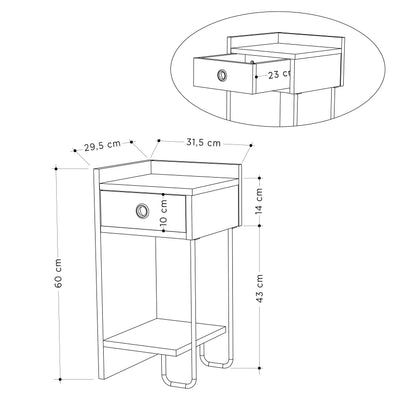 Sirius Bedside Table Left Module 32cm – Decortie