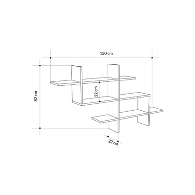 Halic Wall Mounted Modern Bookcase Display Unit W 150cm - Decortie