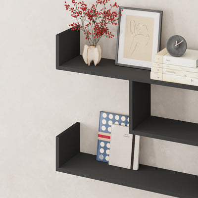 Tibet Wall Shelf Unit – Modern Floating Bookcase in Anthracite Close
