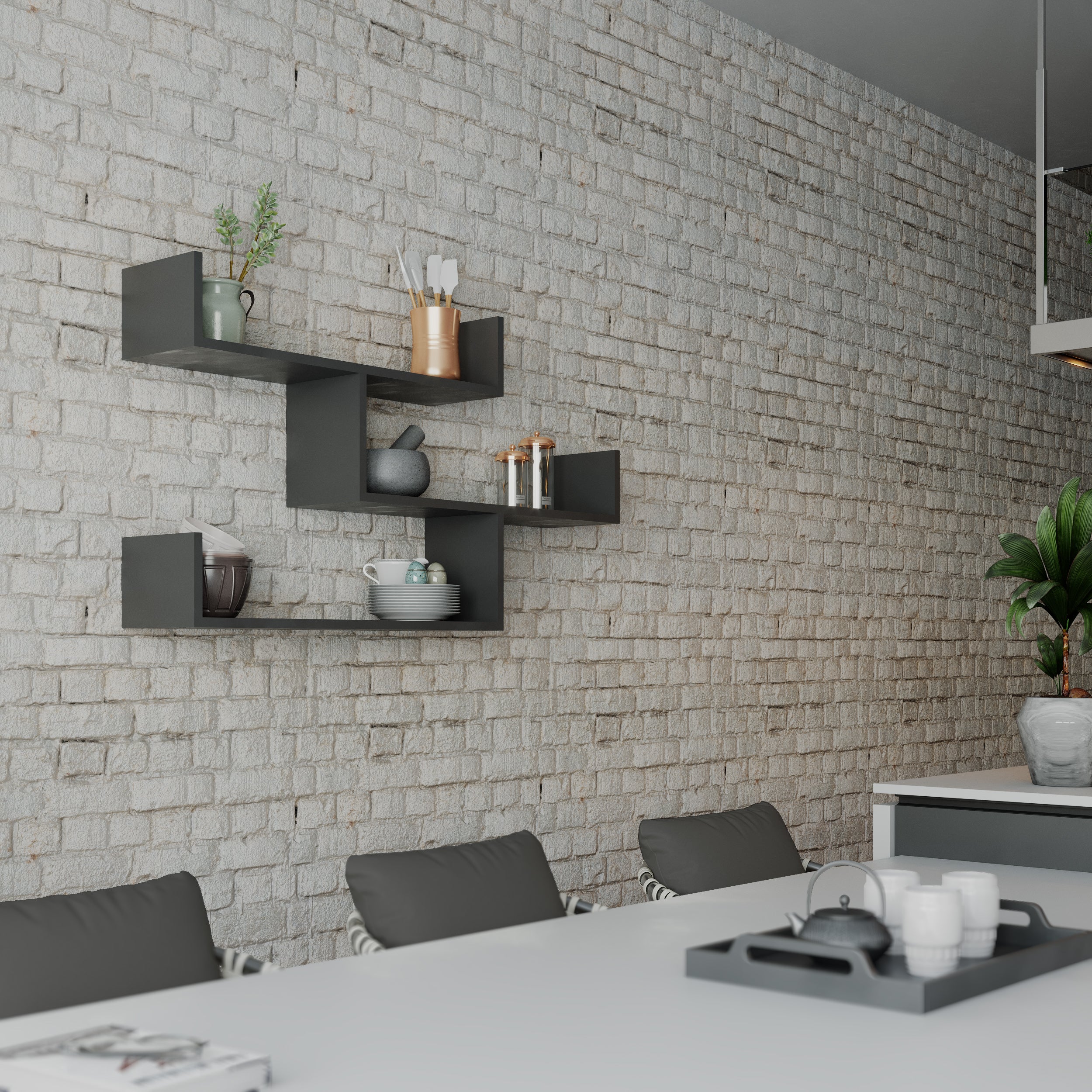 Tibet Wall Mounted Modern Bookcase Display Unit W 119cm - Decortie