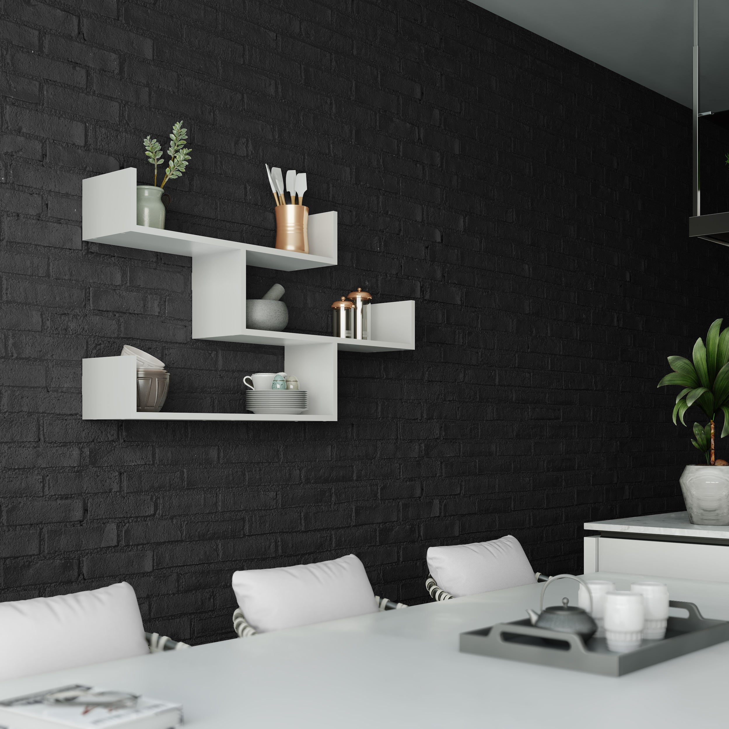 Tibet Wall Mounted Modern Bookcase Display Unit W 119cm - Decortie