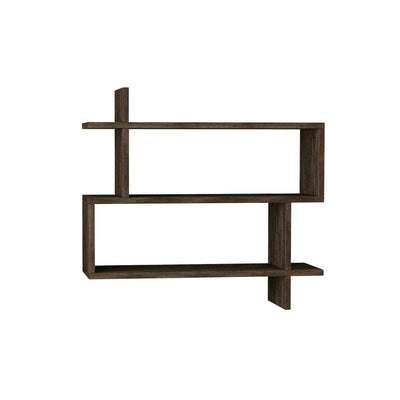 Paralel Wall Bookcase 70cm – 2-Tier Wall Mounted Bookcase Display Unit – Dark Brown