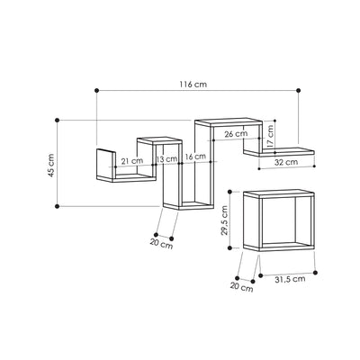 Follow Modern Floating Shelf 45cm – dimensions (cm)