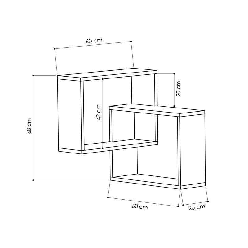 Ring Corner Wall Mounted Modern Bookcase Display Unit W 60cm - Decortie