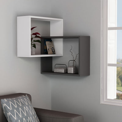 Ring Corner Wall Mounted Modern Bookcase Display Unit W 60cm in Anthracite,White