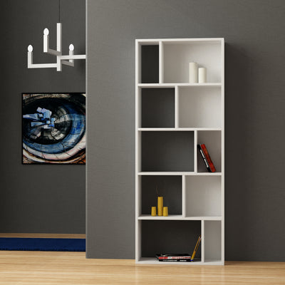 Onda Modern Bookcase Display Unit Tall 166cm in White