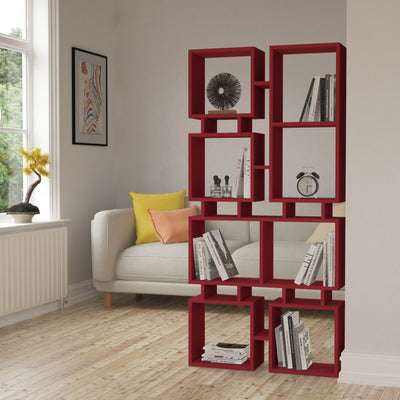 Rail Modern Bookcase Display Unit No.1 Tall 166.5cm in Burgundy
