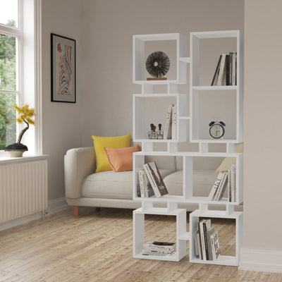 Rail Modern Bookcase Display Unit No.1 Tall 166.5cm in White