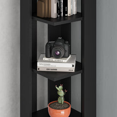 Nati Modern Corner Bookcase Display Unit Tall 161cm – Black Bute
