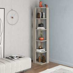 Nati Modern Corner Bookcase Display Unit Tall 161cm – Sandstone