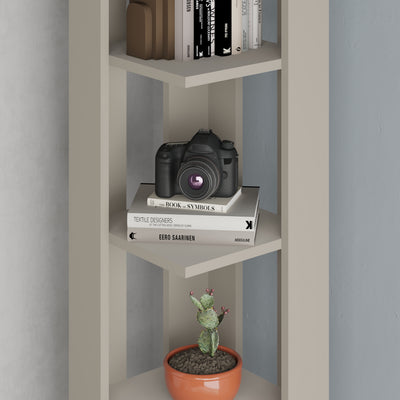Nati Modern Corner Bookcase Display Unit Tall 161cm – Sandstone